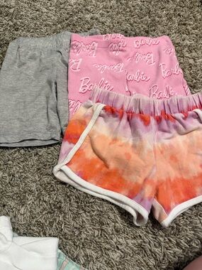 Barbie Pink Logo Knit Shorts with Gray and Orange-Pink Tie-Dye Set
